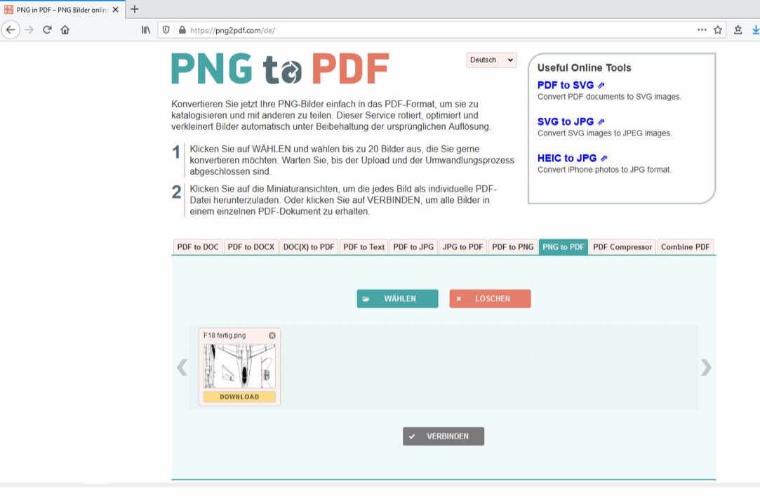 Screenshot png2pdf. pdf converter