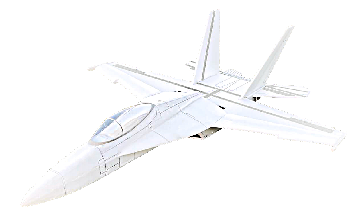 Das fertige Modell der F-18 in der Ansicht von vorne.