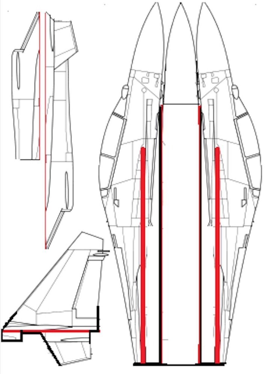 Seitenansicht der Bauteile der Su30