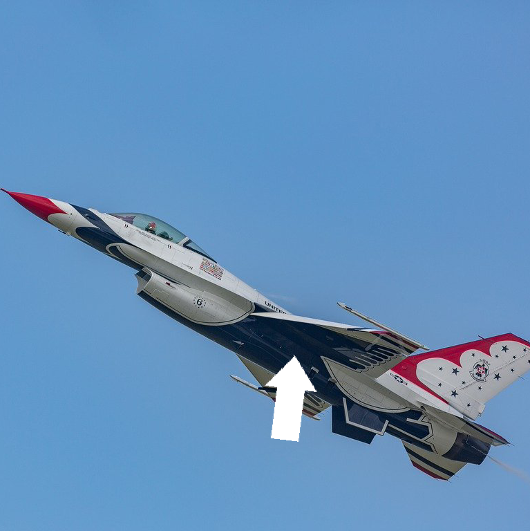 F-16 mit Slats (Quelle: DIGIFX Media auf www.pixabay.com) F-16 mit Slats und Vorderfluegelklappen