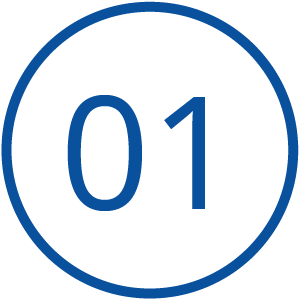 Icon Zahl 01 in einem blauen Kreis