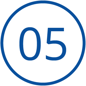 Icon Zahl 05 in einem blauen Kreis