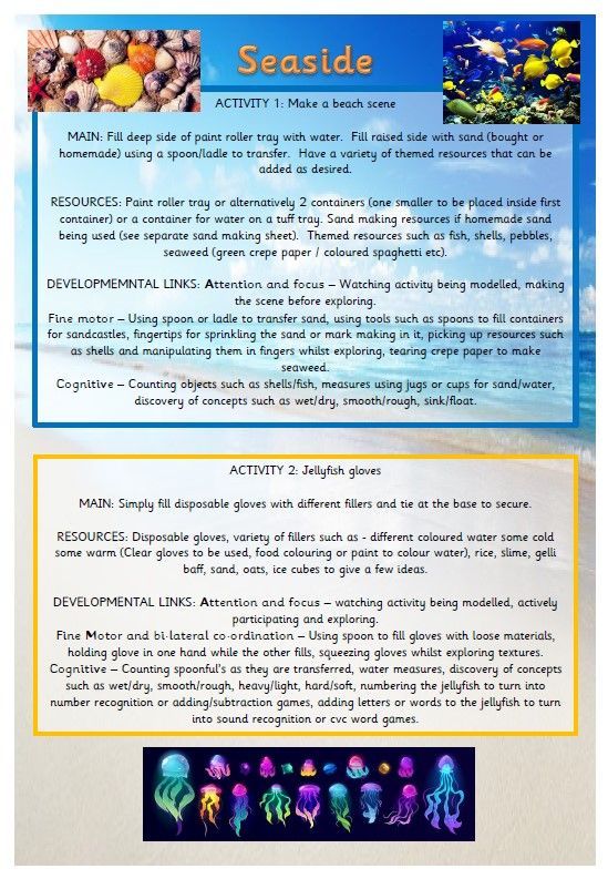 An icon for an information sheet on sensory seaside2 activities