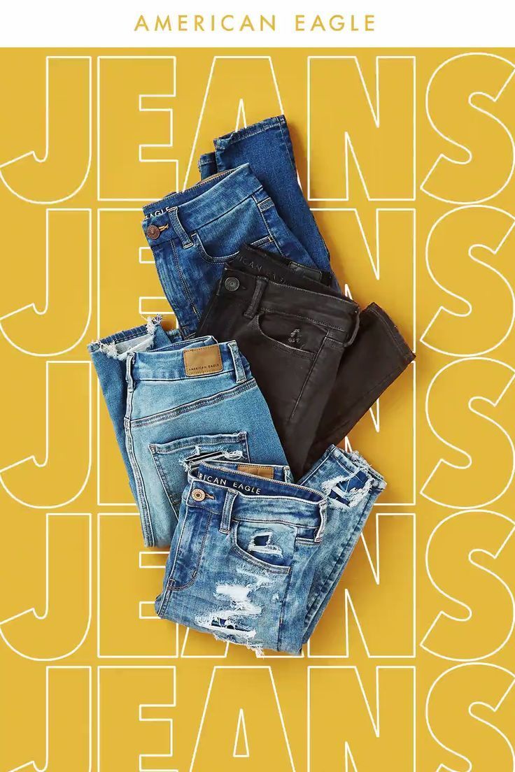 „Damenjeans im American-Eagle-Design – modernes Denim-Highlight im grafischen Layout.“