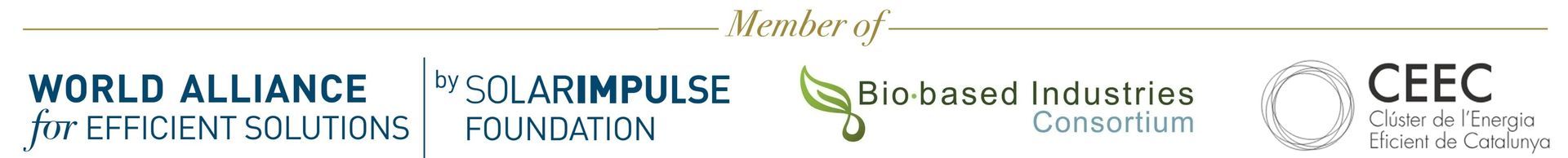 Member of World Alliance, Biobased Industries Consortium and Catalonian cluster of energy-efficiency