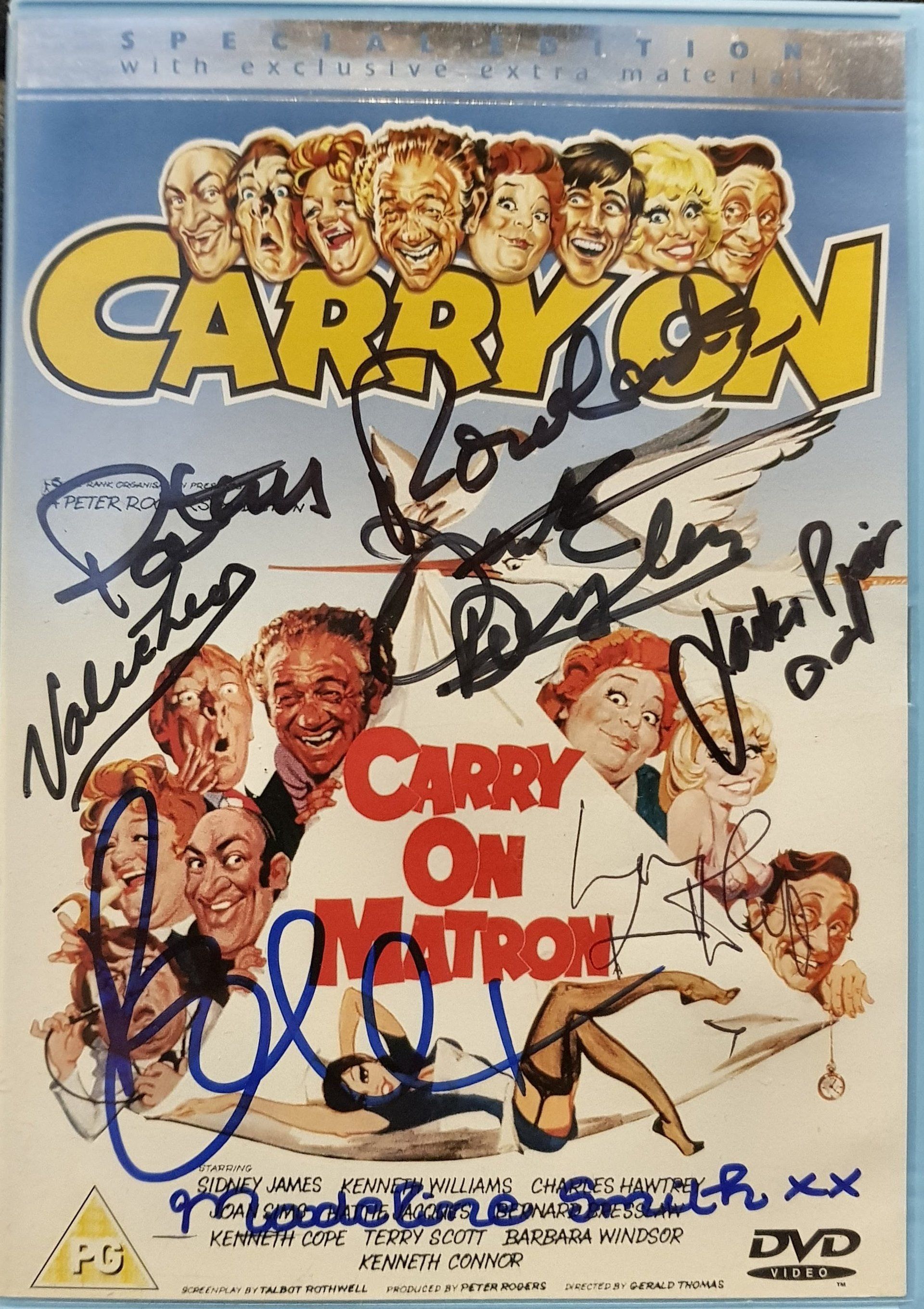 Carry On Matron DVD sleeve signed