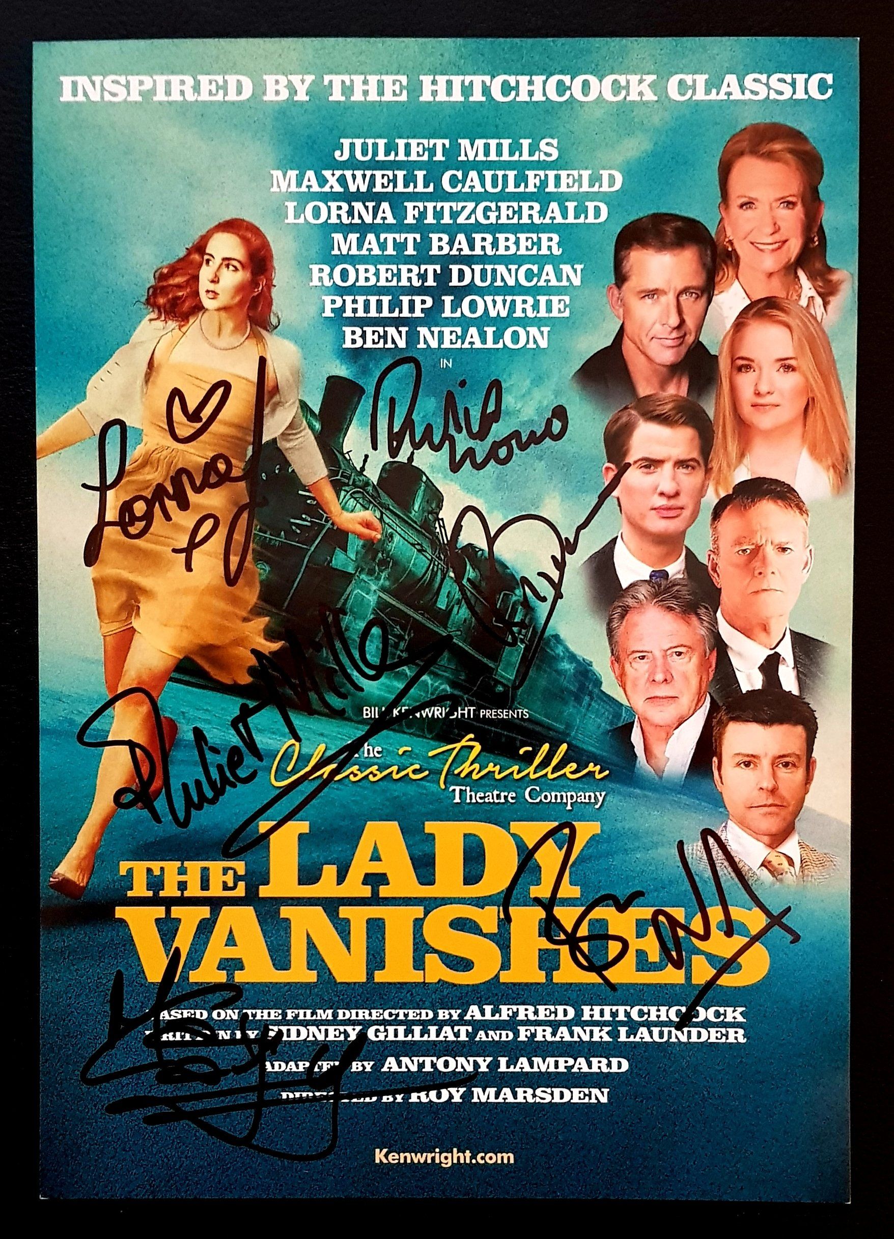 'The Lady Vanishes' signed theatre flyer - Juliet Mills 2019.