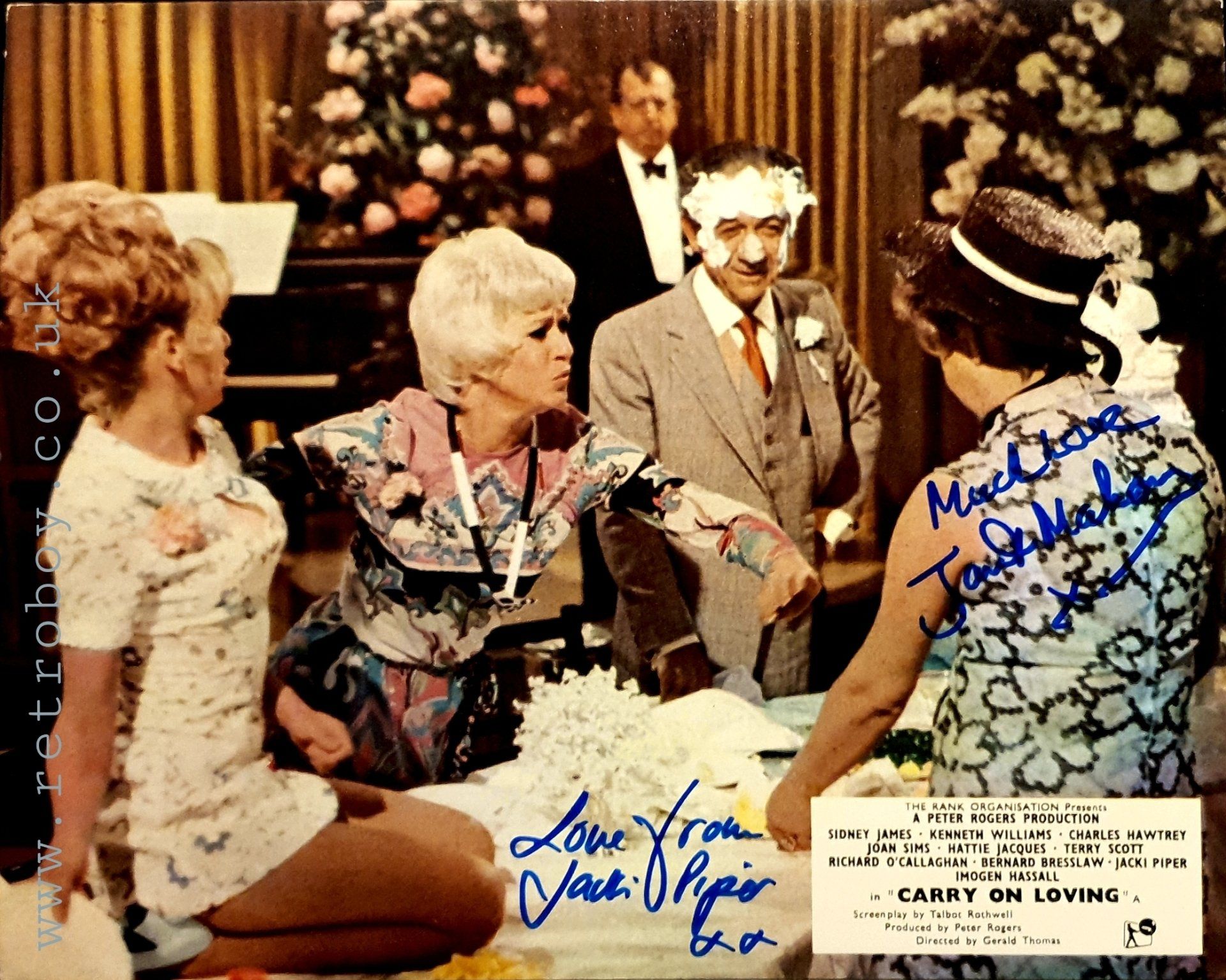 Janet Mahoney signed Carry On Loving lobby card