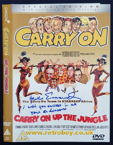 Heather Emmanuel signed 'Carry On Up the Jungle' DVD sleeve
