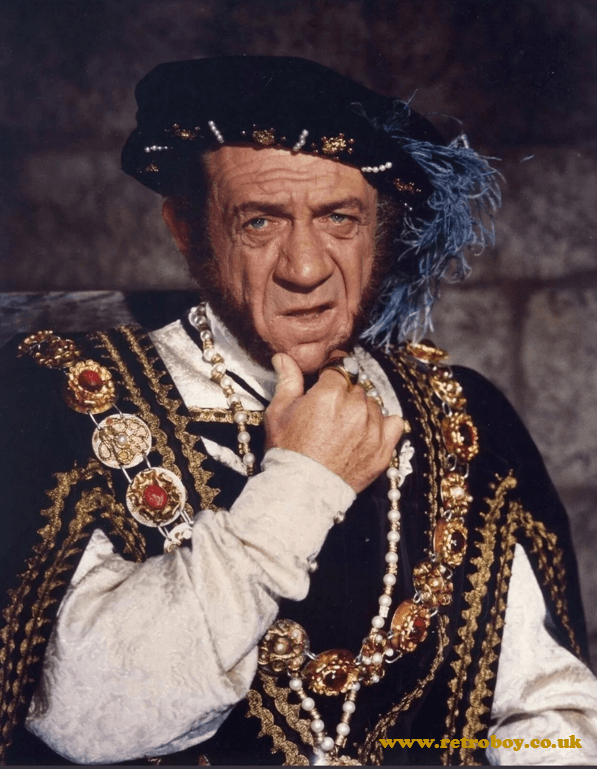 Sid James as 'Henry VIII' in a rare publicity shot from 'Carry On Henry' (1970).