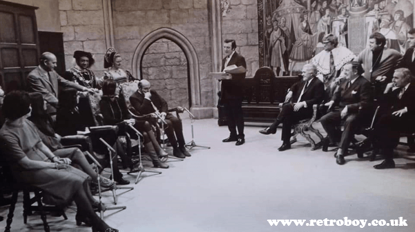 Talbot Rothwell on 'This is Your Life' with Eamonn Andrews and the cast and crew of friends from 'Carry On Henry' (1970).