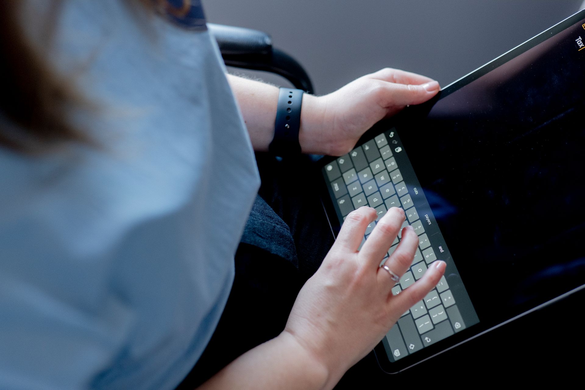 Woman working on an iPad