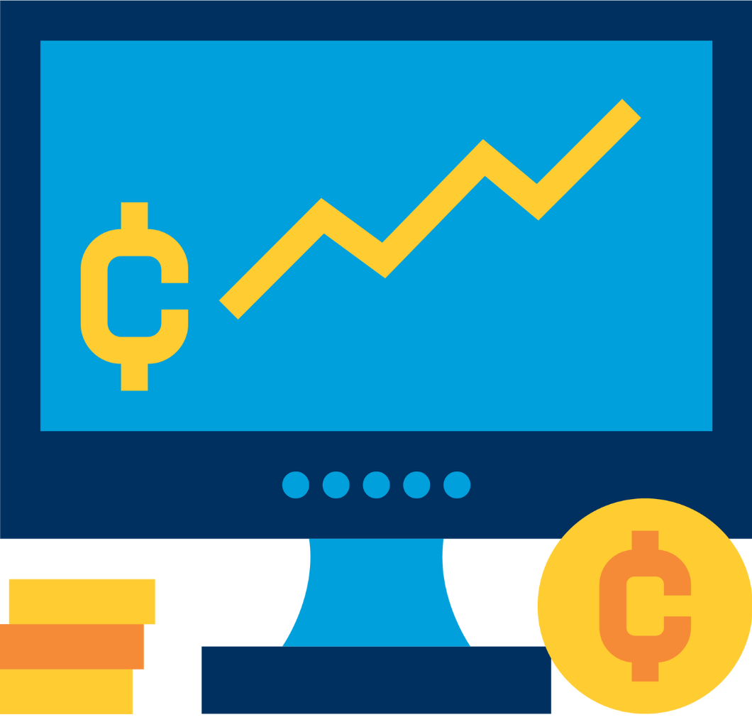Computer showing crypocurency and a gr