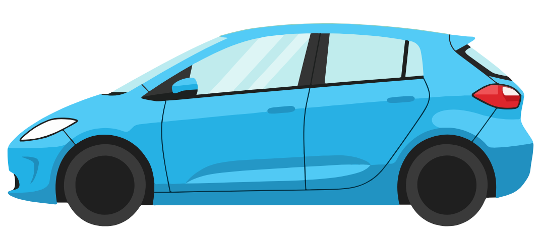 A blue cartoon car