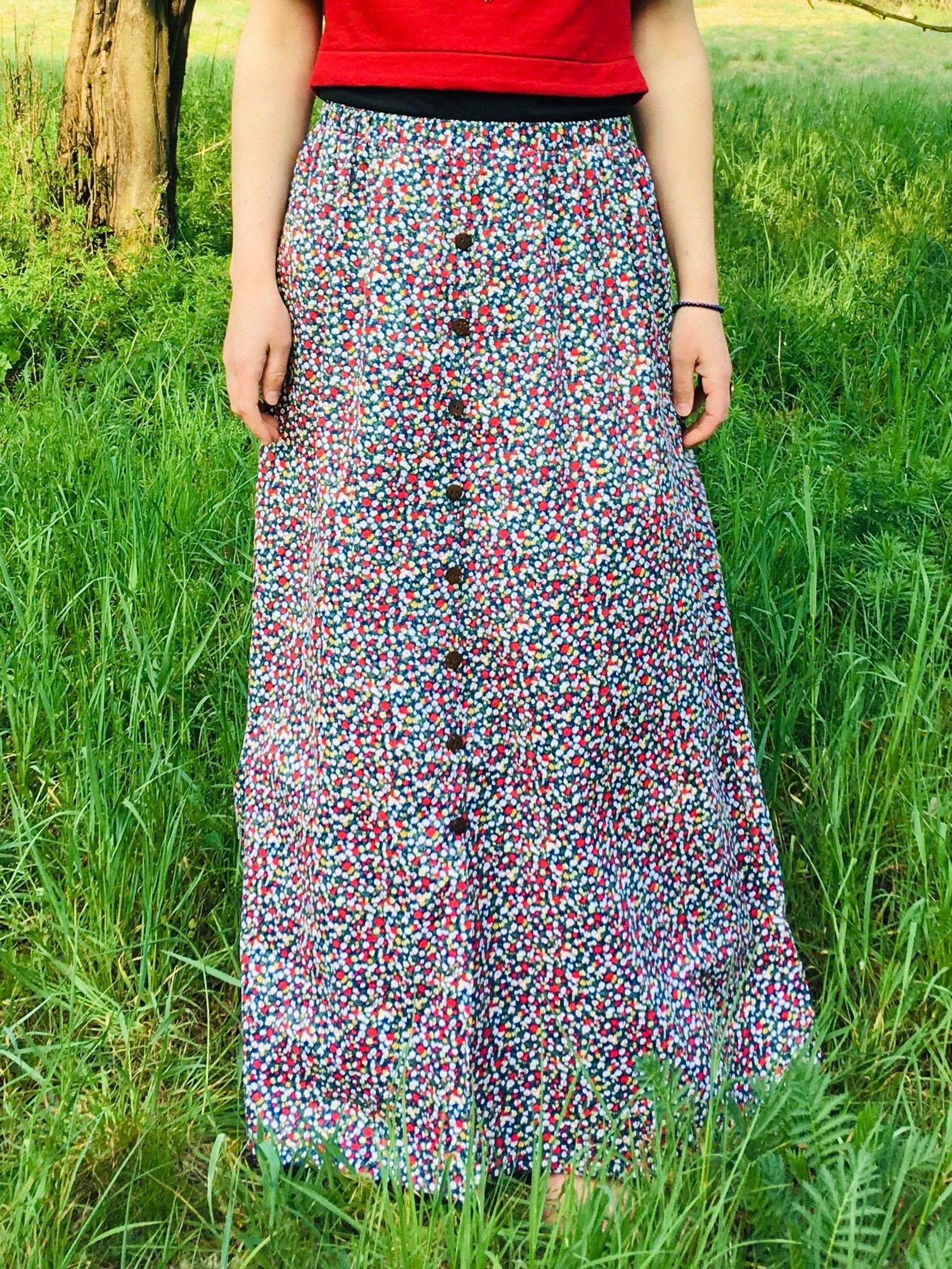 langes Pfauenkleid aus Viskose