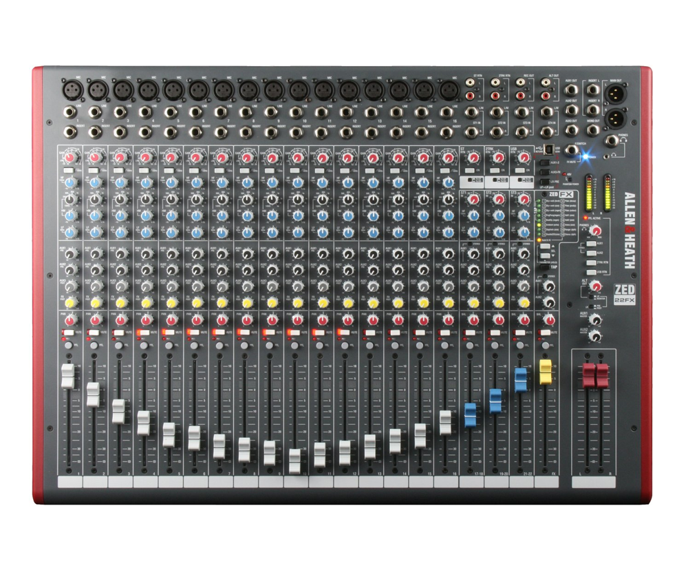 Analoges 22-Kanal Live-Mischpult Allen & Heath ZED 22FX