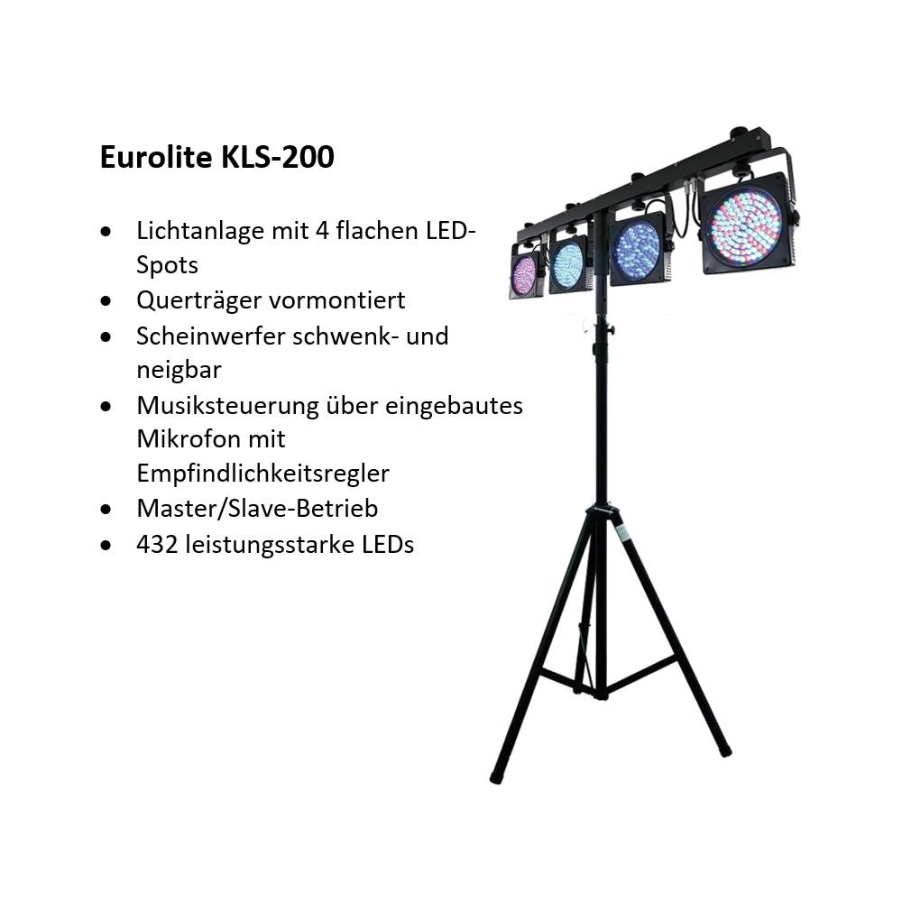 2 x LED-Lichtanlage Eurolite KLS-200 inkl. Lichtstativ