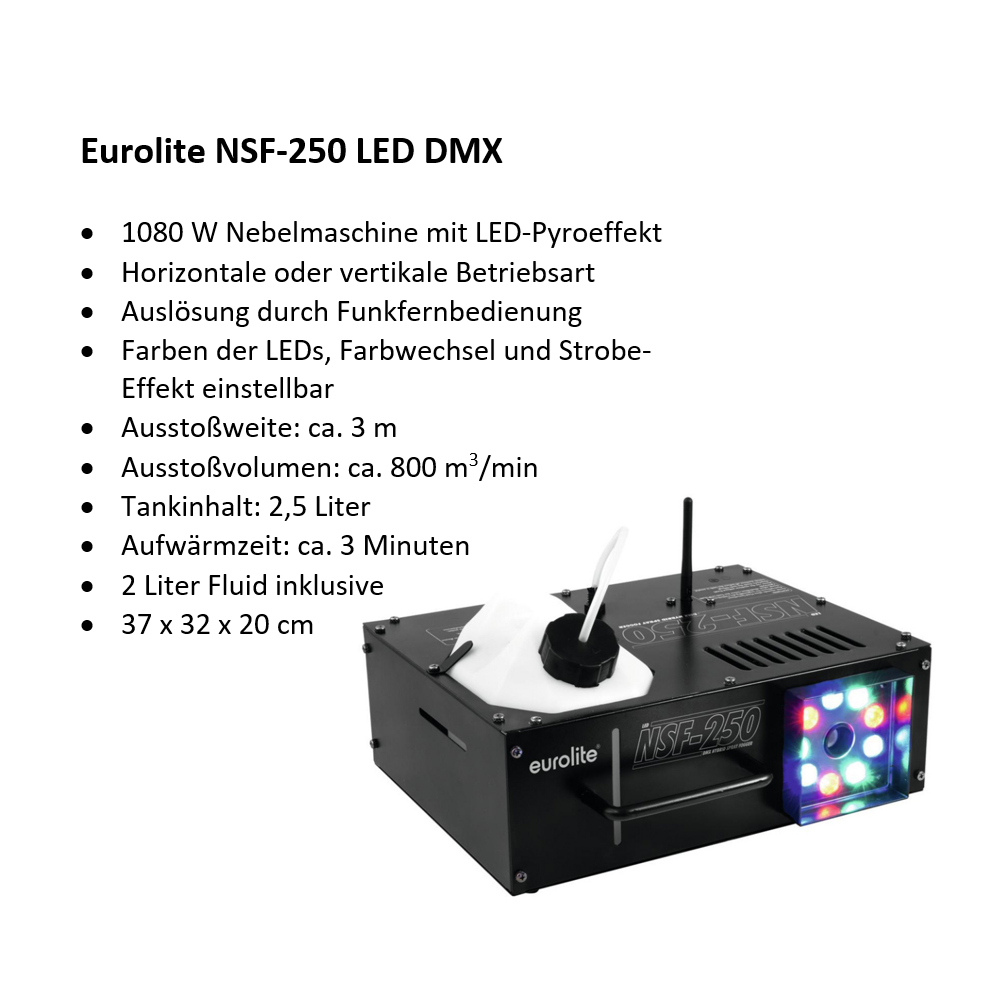 LED-Nebelmaschine Eurolite NSF-250 mit Pyro-Effekt