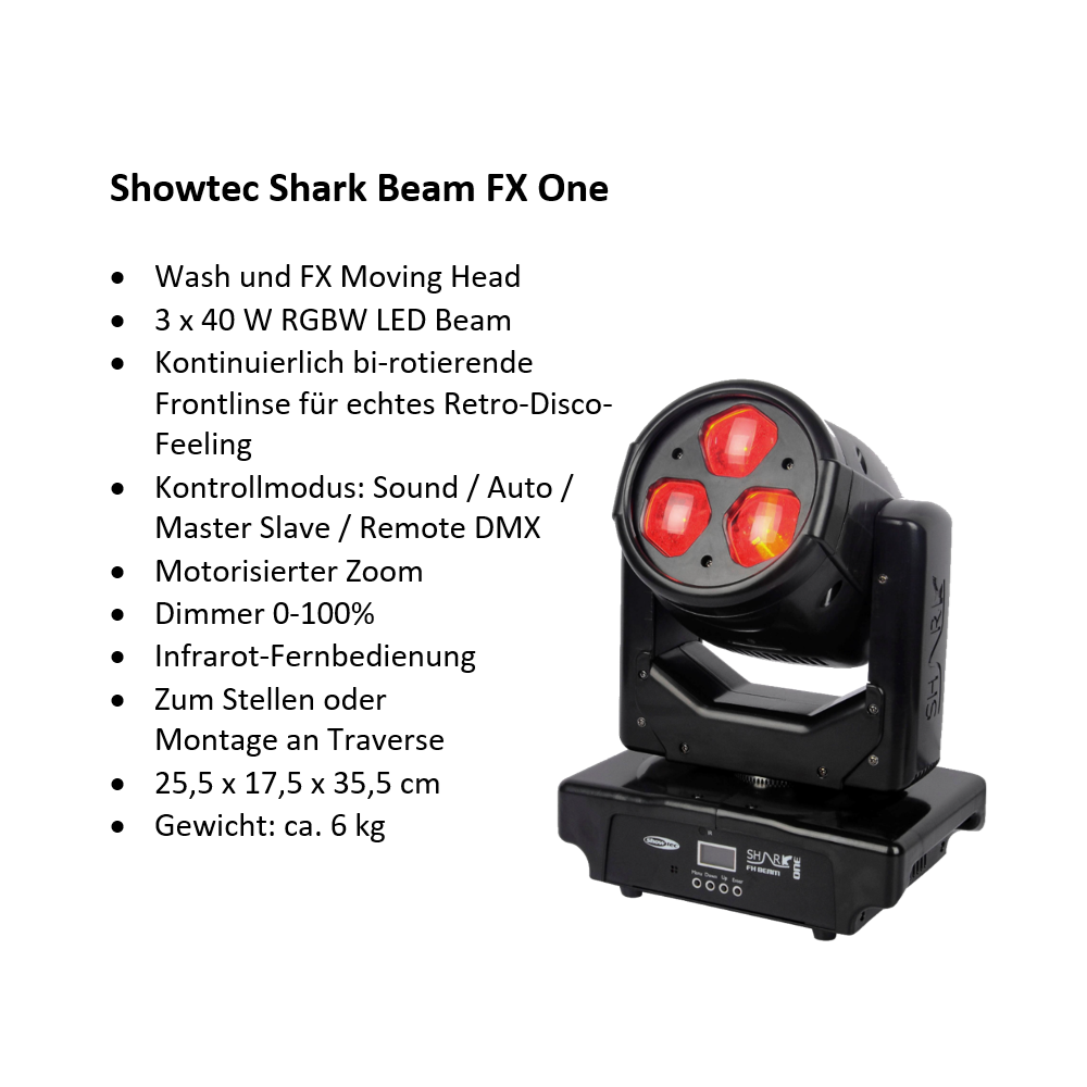 4 x Moving Head Showtec Shark Beam FX One
