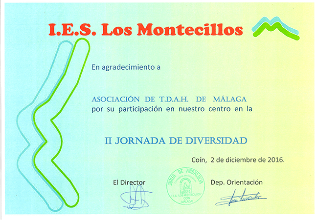 II Jornada de Diversidad del IES Los Montecillos en Coín con ASOCIACION TDAH MALAGA