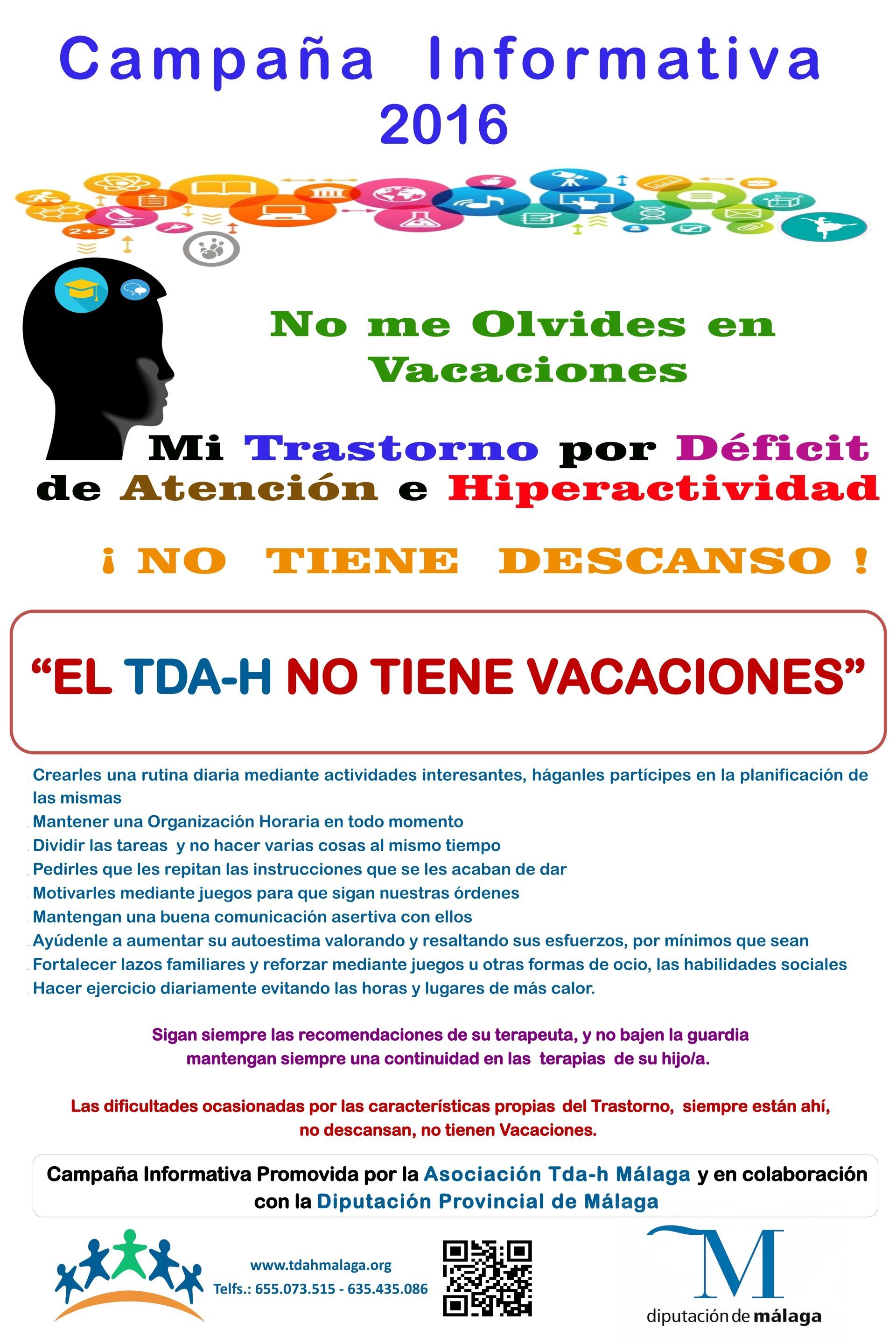 Copyright @tdahmalaga.org campaña informativa 2016 el tdah no descansa en verano diputacion provincial malaga asociacion tdah malaga