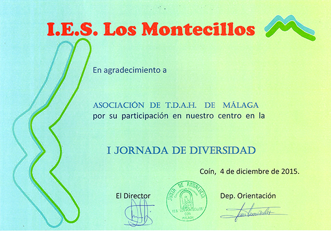 primera jornada de diversidad IES I.E.S. Los Montecillos Coin Malaga dia internacional de la discapacidad asociacion TDAH MALAGA