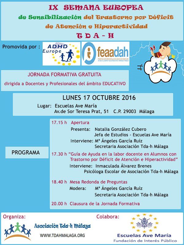 IX Semana Europea de Sensibilizacion del TDAH ASOCIACION TDAH MALAGA
