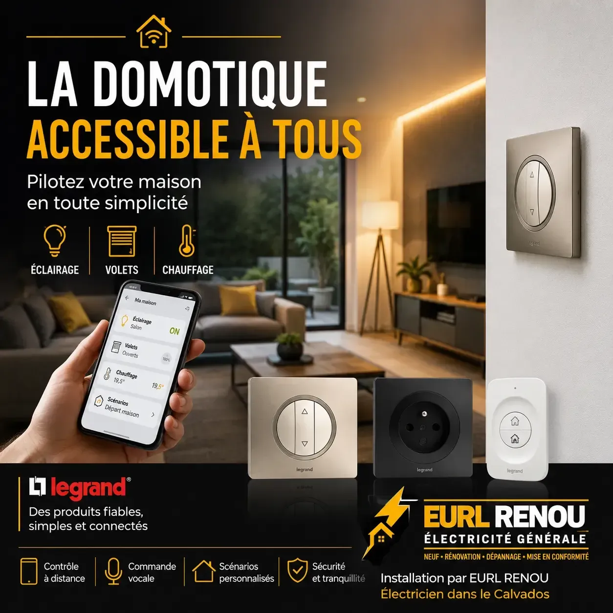 Artisan électricien Samuel Renou installant une solution de domotique Legrand with Netatmo dans le C
