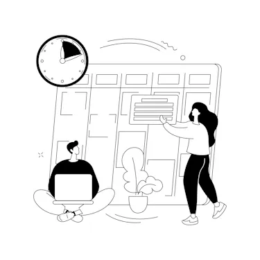 BW-drawing of couple Planning together