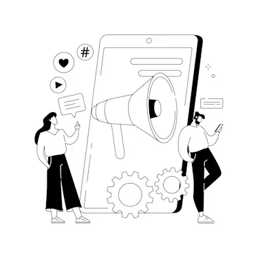 BW-drawing of couple attempting tp communicate