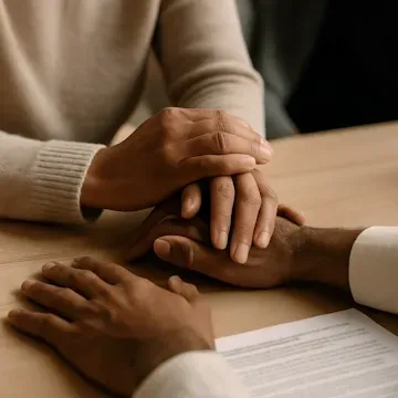 Read more details about this service Two sets of adult hands gently letting go on a shared surface