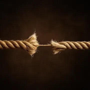 Read more details about this service A thick beige rope stretched tight, fraying with only one strand still holding