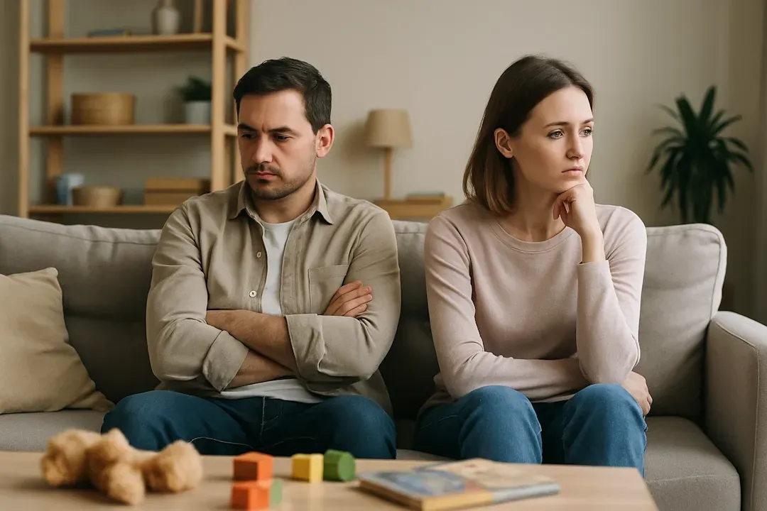 A couple sitting in silence after an unresolved argument