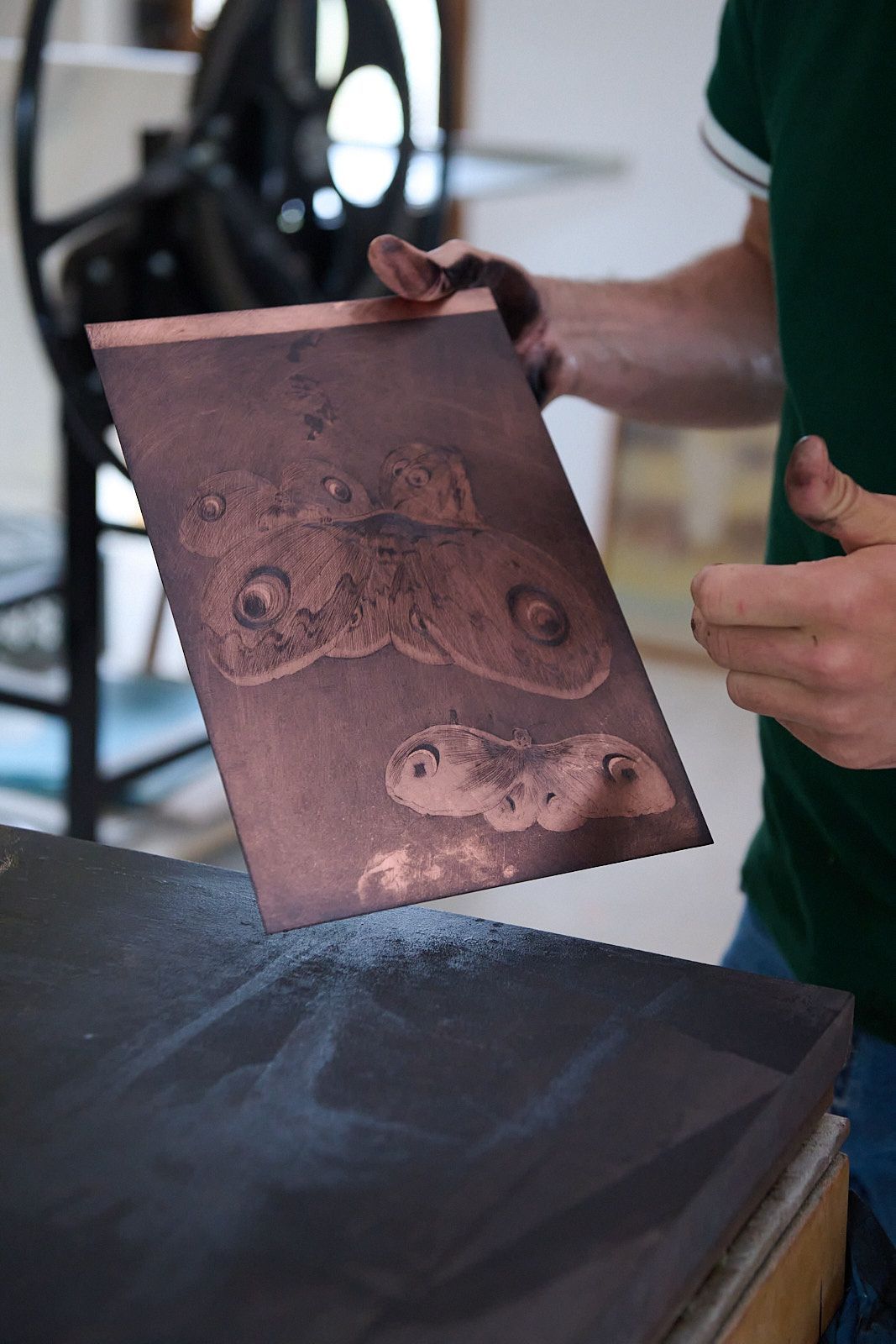 Plaque de cuivre servant à la création d'une gravure