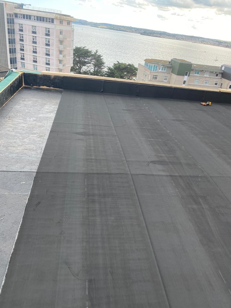 flat roofing job completed