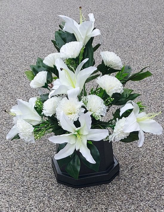 White Lilly and Carnation Arrangement for  your Monumental Vase