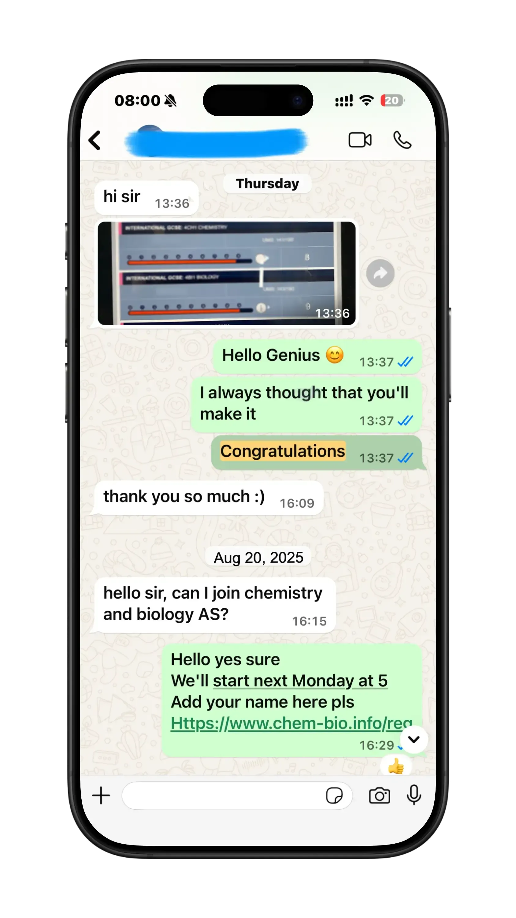 Verified IAL student message 6 to Mr. Hosni