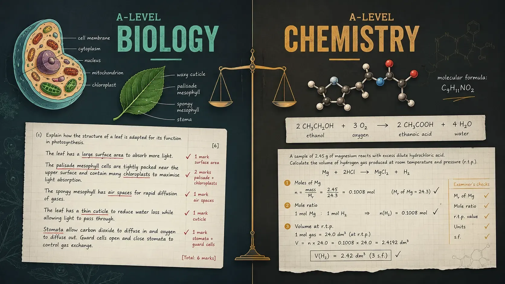 A-level Biology versus Chemistry difficulty comparison illustration.