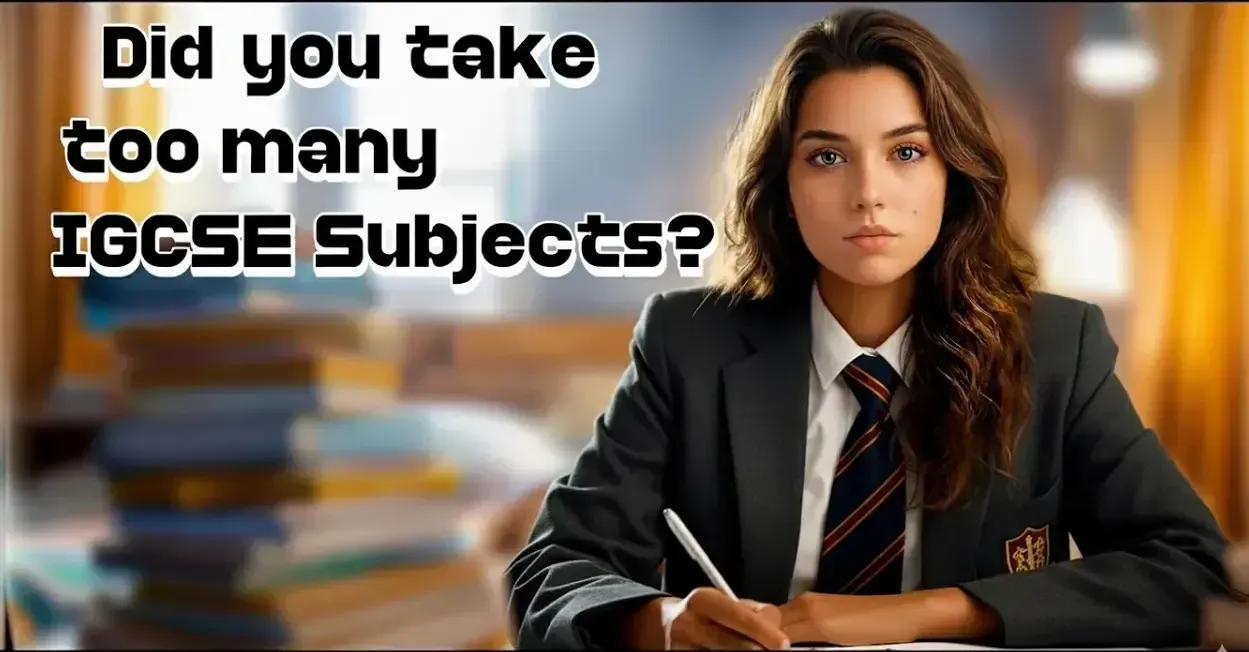 A female student in uniform writes at a desk, with text asking