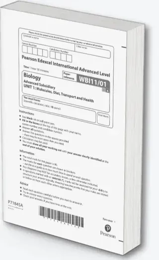 Pearson Edexcel IAL Biology Paper 1 exam paper shown with candidate info fields and instructions.
