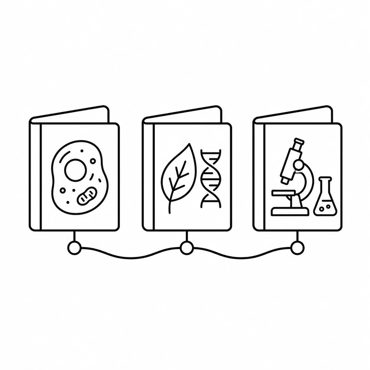 Line illustration representing Units 1, 2 and 3 of the IAL AS Biology course