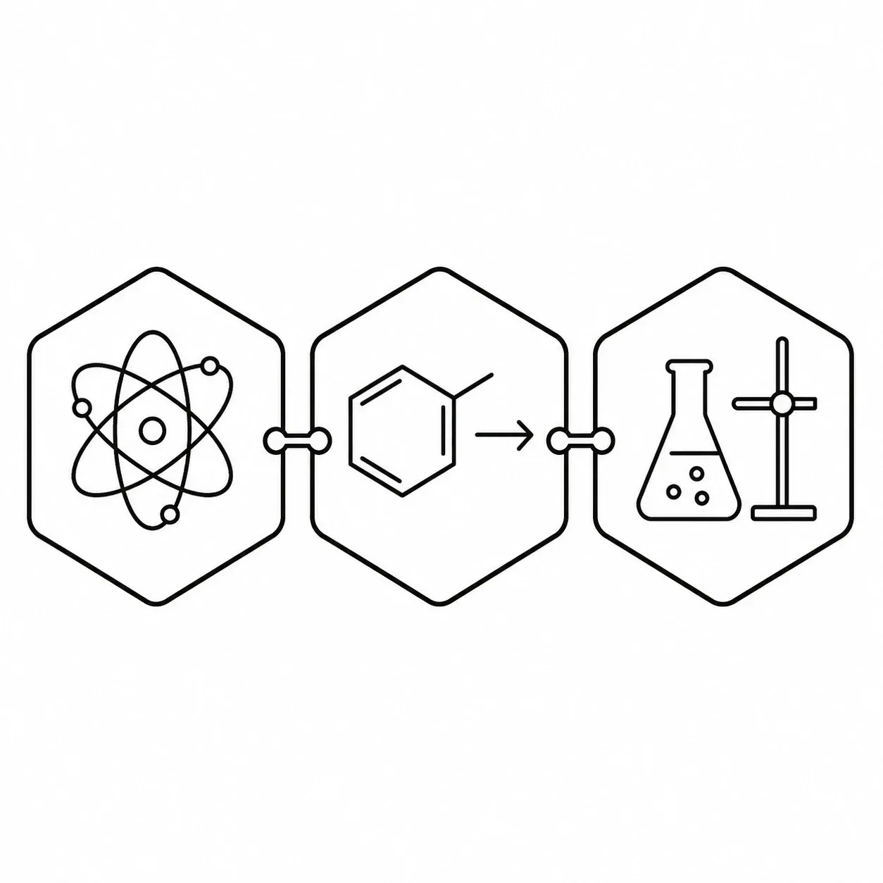 Line illustration representing Units 1, 2 and 3 of the IAL AS Chemistry course