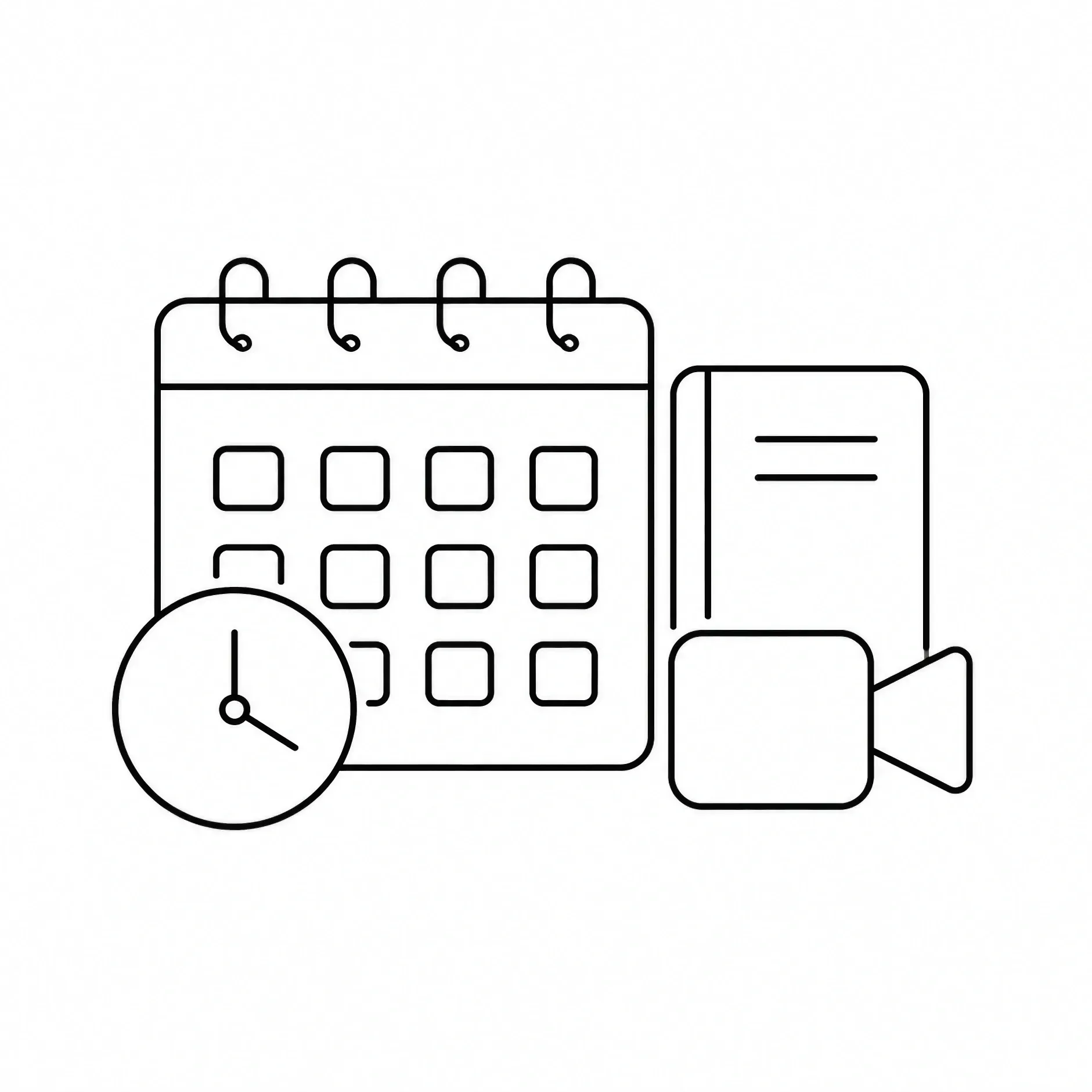 Line illustration of a class schedule and study materials