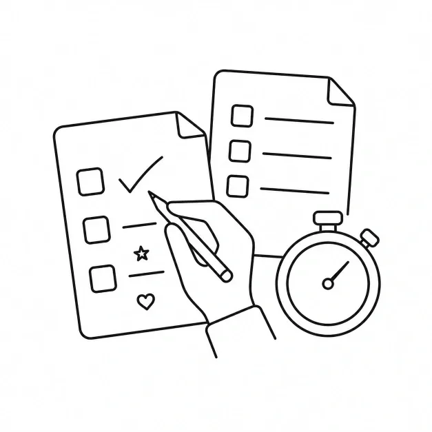 Line illustration of IAL Biology homework receiving personal marking and improvement feedback