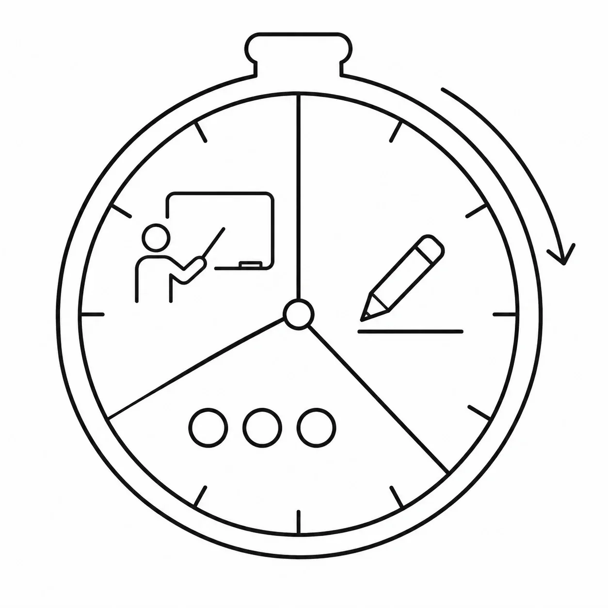 Line illustration of a structured 90-minute lesson