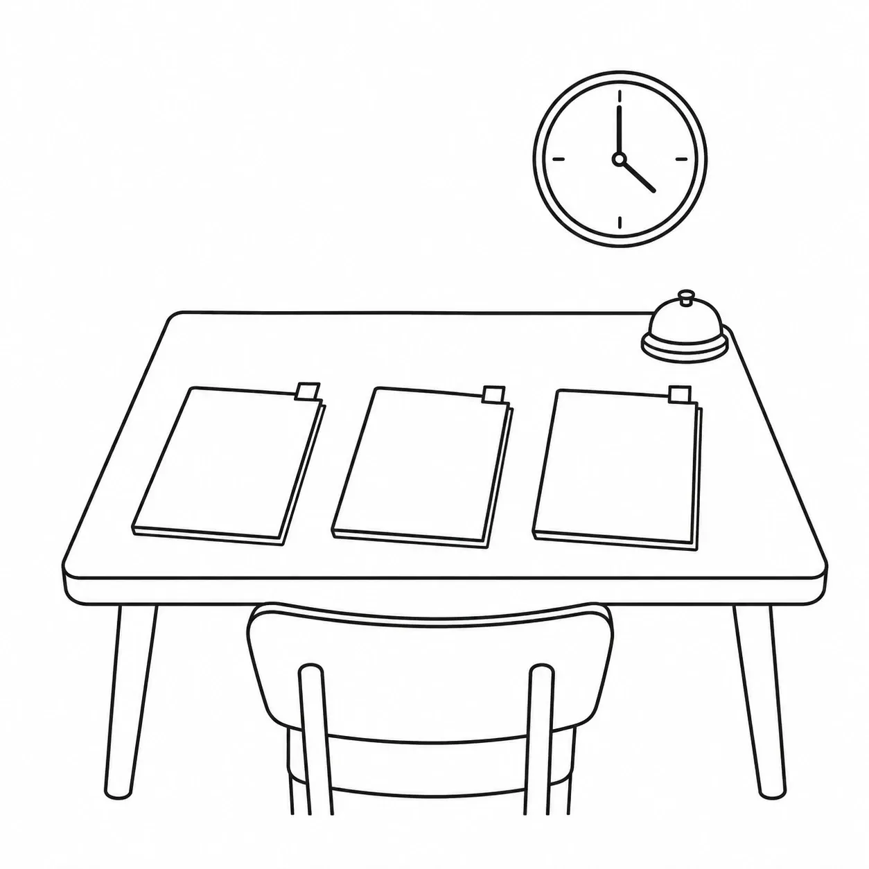 Line illustration showing three chemistry mock papers completed under formal exam conditions