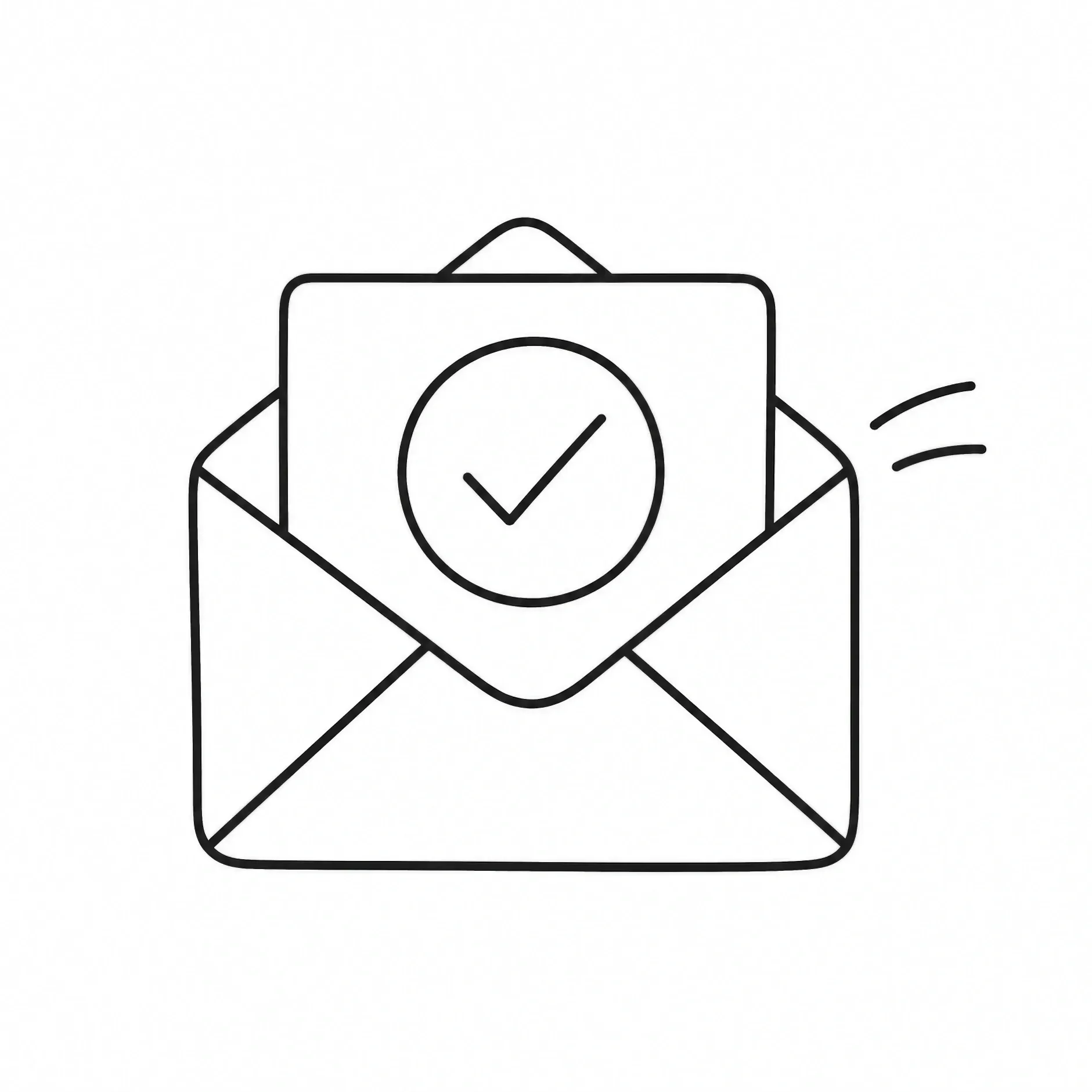 Line illustration of an instant course confirmation email