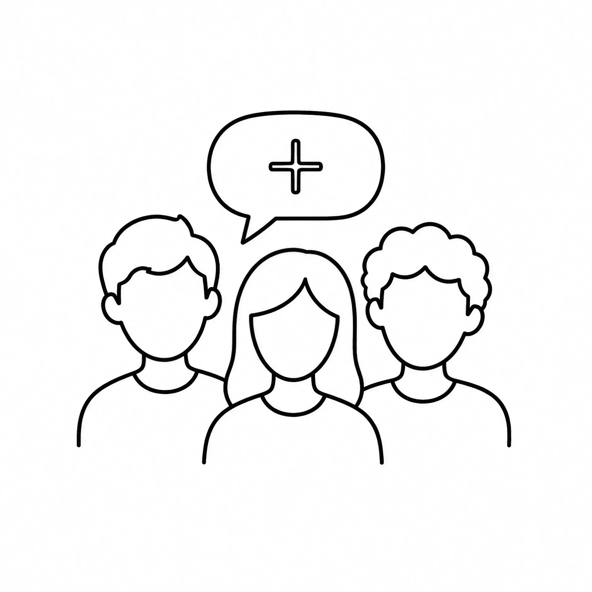 Line illustration of students joining a private course group