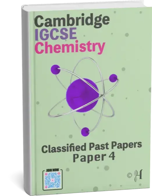 A light green Cambridge IGCSE Chemistry textbook with an atomic model and