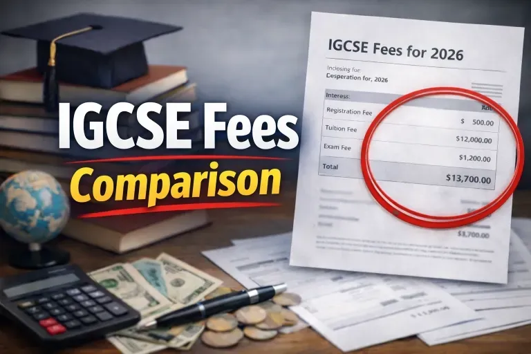 IGCSE course fees comparison for 2026 showing tuition, registration and exam costs